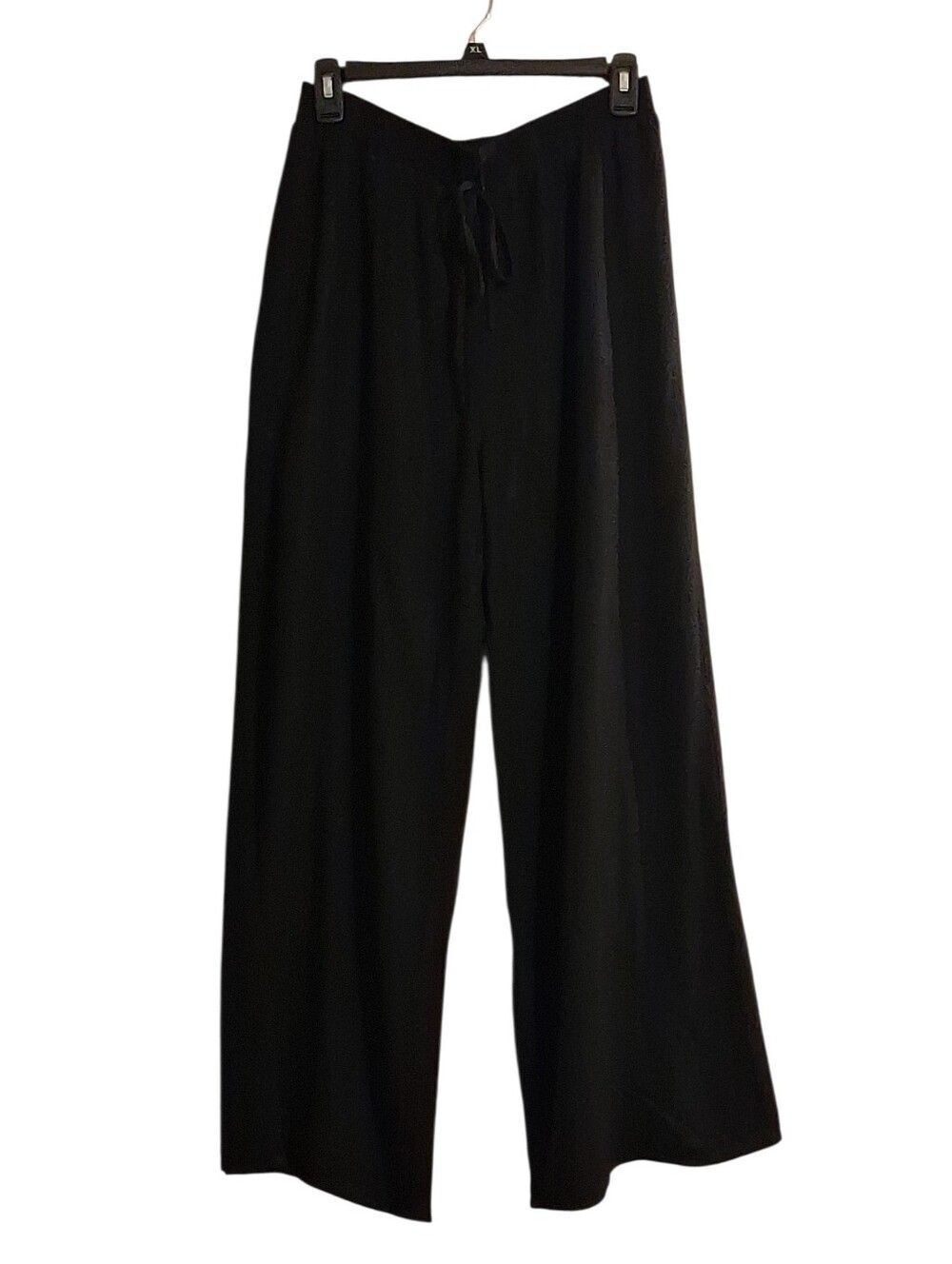 En Creme Elastic Waistband Linen Wide Leg Pant Black Medium New With Tags